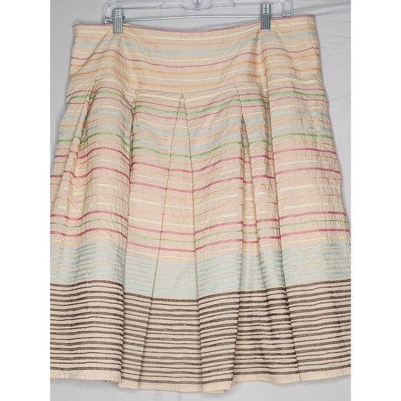 HAROLD'S Skirt Tan Embellished Pleated LINED Mid-Calf Full, Sz 16 - Picture 2 of 8